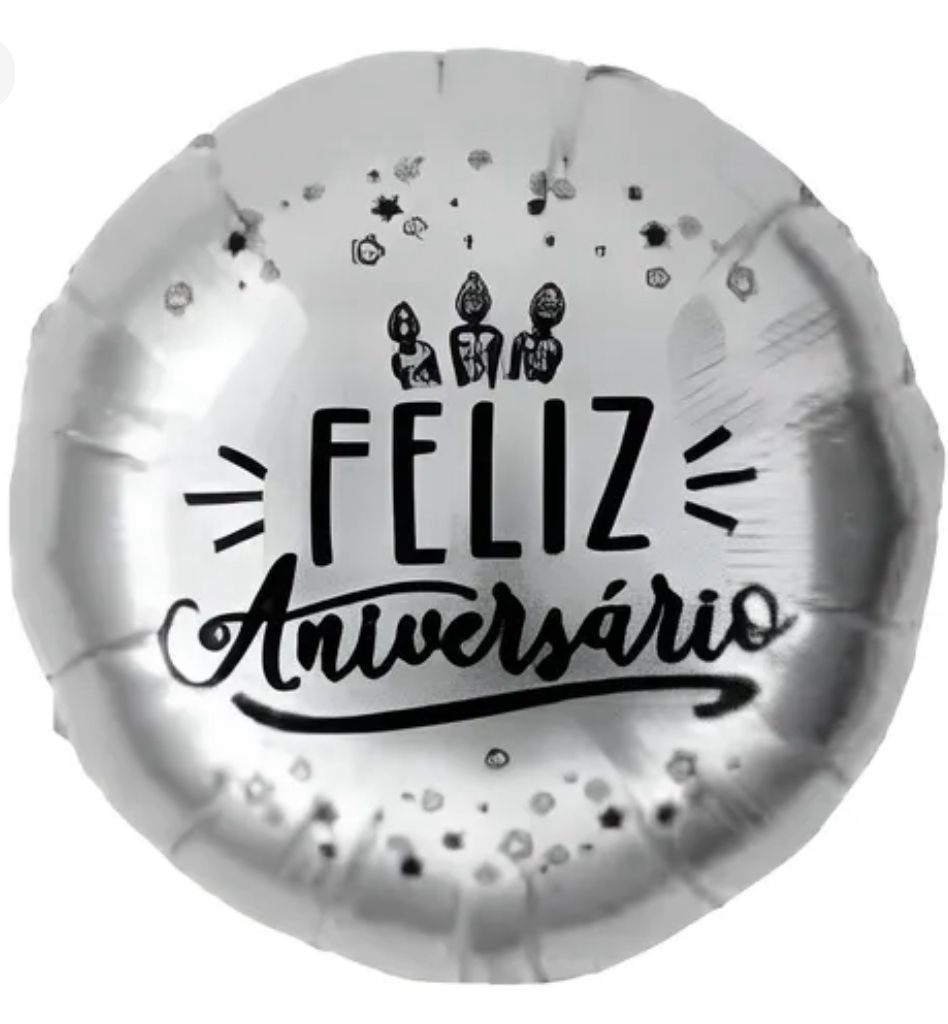BALÃO 'FELIZ ANIVERSÁRIO PRATA"