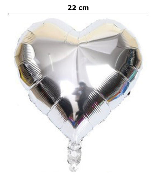 BALÃO DE CORAÇÃO PRATA 22CM
