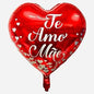BALÃO DE CORAÇÃO VERMELHO TE AMO MÃE 45CM